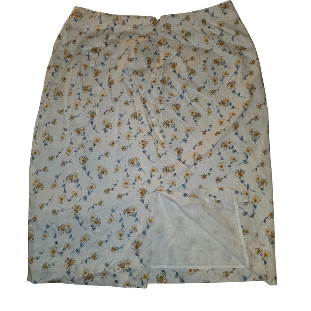 Antonio Melani Summery Pencil Skirt Women 10 White Floral Cotton Daisy Print - Picture 2 of 6